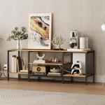 HOOBRO TV Stand with Power Outlets, Rustic Brown