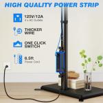 Adjustable Swivel Floor TV Stand with Power Outlet