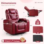 Electric Recliner Chair Set with USB Ports - Red