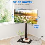 Adjustable Swivel Floor TV Stand with Power Outlet