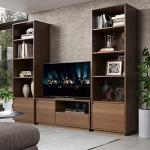 Linon Beka Walnut Mid-Century Media Console