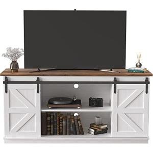 JUMMICO 65 Inch TV Stand with Sliding Barn Doors