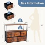 DUMOS TV Stand with 5 Storage Drawers, Brown