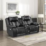 Lexicon Power Reclining Loveseat with Console and LED Lighting