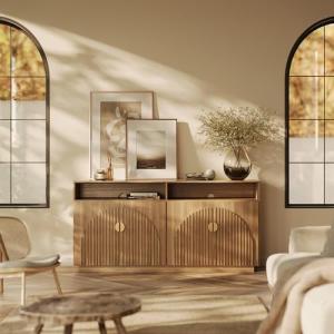 65" Mid Century Modern TV Stand with Storage