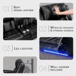 Lexicon Power Reclining Loveseat with Console and LED Lighting