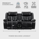 Lexicon Power Reclining Loveseat with Console and LED Lighting