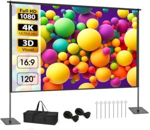 120-Inch Portable Outdoor Projector Screen with Stand