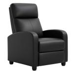 Black Leather Recliner Chair with Lumbar Support