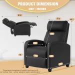 Black Leather Recliner Chair with Lumbar Support