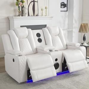 Power Recliner Loveseat with Bass Speakers and LED Lights