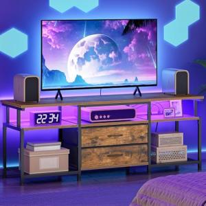 Modern TV Stand with LED Light and Power Outlet