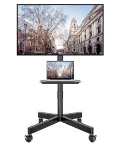 BONTEC Rolling Mobile TV Stand with Adjustable Shelf