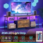 Modern TV Stand with LED Light and Power Outlet