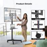 BONTEC Rolling Mobile TV Stand with Adjustable Shelf