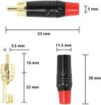 Gold-Plated RCA to Bare Wire Speaker Cable - 10FT