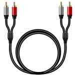 Tan QY 3Ft Gold-Plated RCA Stereo Audio Cable