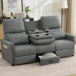 74" RV 3-Seater Recliner Sofa in Grey