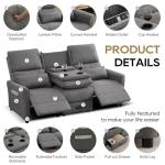 74" RV 3-Seater Recliner Sofa in Grey
