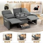 74" RV 3-Seater Recliner Sofa in Grey