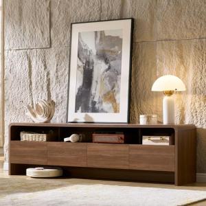 AMERLIFE 70" Modern Wood TV Stand with Cabinets