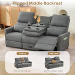 74" RV 3-Seater Recliner Sofa in Grey