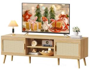 Boho 65-Inch TV Stand with Adjustable Shelves