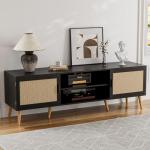 ZttRiee Black TV Stand for TVs up to 65”