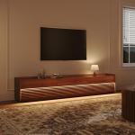 POVISON Mid Century Modern TV Stand with LED Light