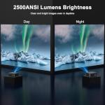 HAPPRUN 2500 Lumens 4K Outdoor Projector with Dolby Audio