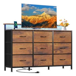 DUMOS LED TV Stand with Storage and Charging