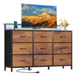 DUMOS LED TV Stand with Storage and Charging