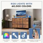 DUMOS LED TV Stand with Storage and Charging