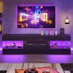 Bestier Black TV Stand with LED and Storage