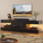 Bestier Black TV Stand with LED and Storage