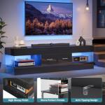 Bestier Black TV Stand with LED and Storage