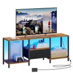 LED TV Stand with Open Shelves and Drawer