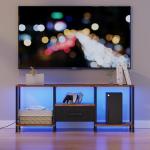 LED TV Stand with Open Shelves and Drawer