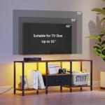LED TV Stand with Open Shelves and Drawer