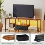 LED TV Stand with Open Shelves and Drawer