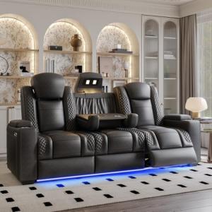 Jocisland Recliner Loveseat with USB Charging and LED