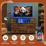 WLIVE LED TV Stand with Drawers and Charging Station