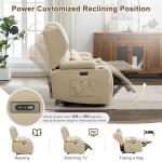 Beige Power Recliner Loveseat with Cup Holders