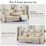 Beige Power Recliner Loveseat with Cup Holders
