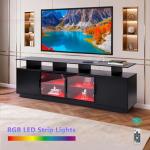 70 Inch Black TV Stand with LED Lights