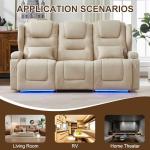 Beige Power Recliner Loveseat with Cup Holders