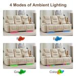 Beige Power Recliner Loveseat with Cup Holders