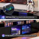 70 Inch Black TV Stand with LED Lights
