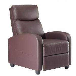 Sweetcrispy Brown PU Leather Recliner Chair