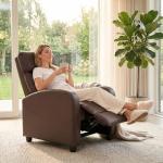 Sweetcrispy Brown PU Leather Recliner Chair